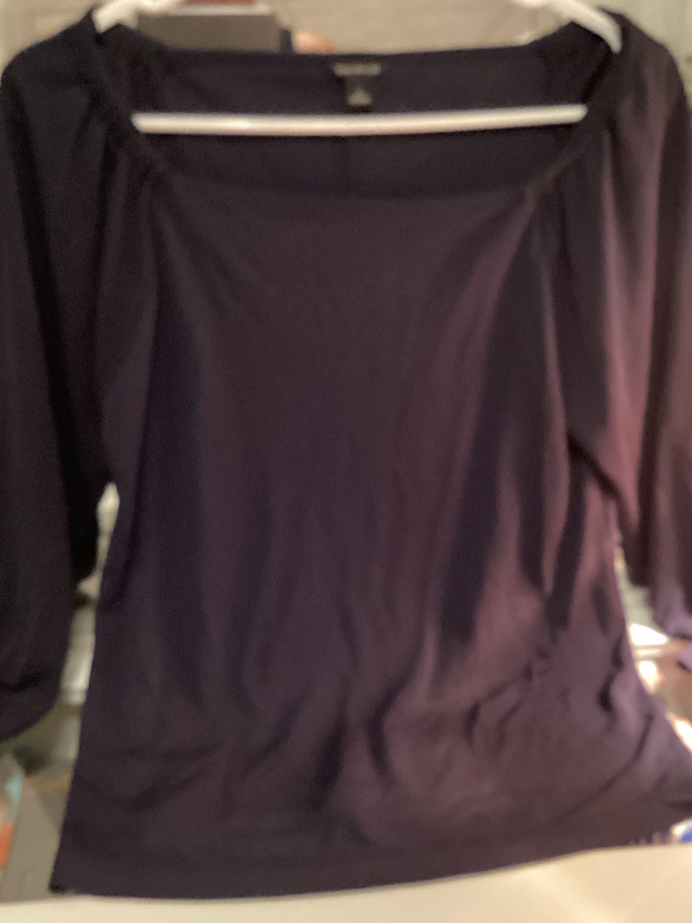 Ann Taylor Scoop Neck Long Sleeve Top - Navy